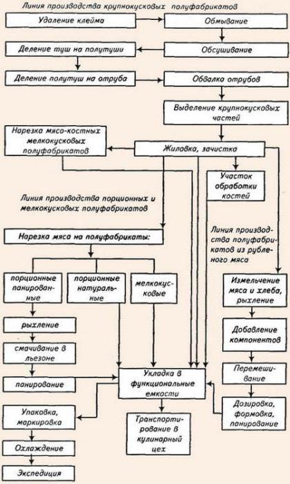 Technologische Ausstattung der Fleischabteilung (Schema)