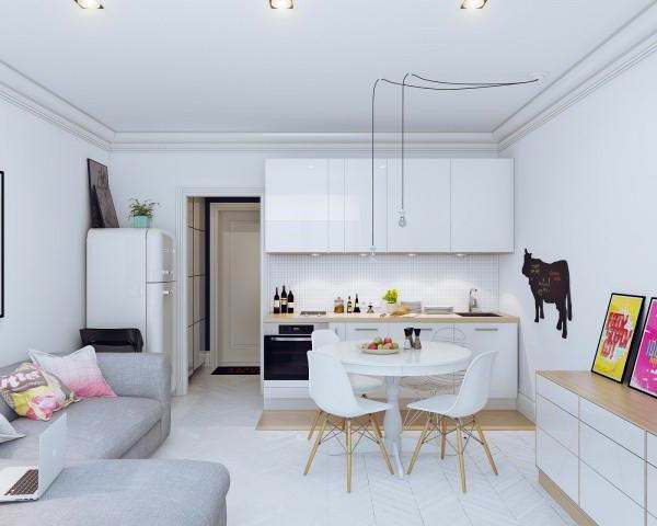 Design einer kleinen Einzimmerwohnung von 30 qm