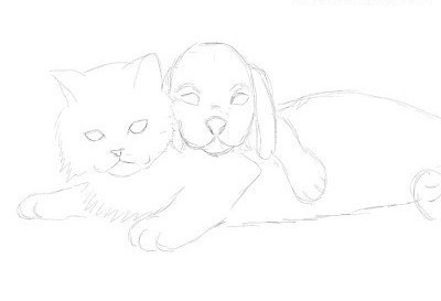 Wie zeichne ich eine Katze und einen Hund in Bleistift Schritt für Schritt für Anfänger