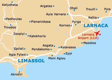 Entfernung von Larnaka nach Limassol