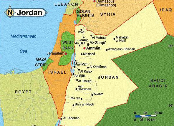 Jordanien auf der Karte
